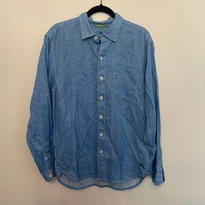Tommy Bahama Sea Glass Breezer Shirt Men’s M Blue 100% Linen Long Sleeve